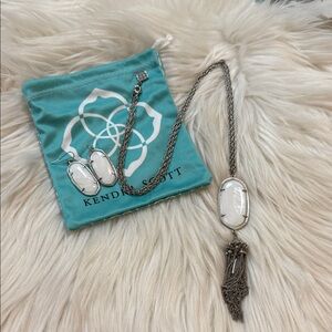 Kendra Scott Silver and White Necklace and Earrings